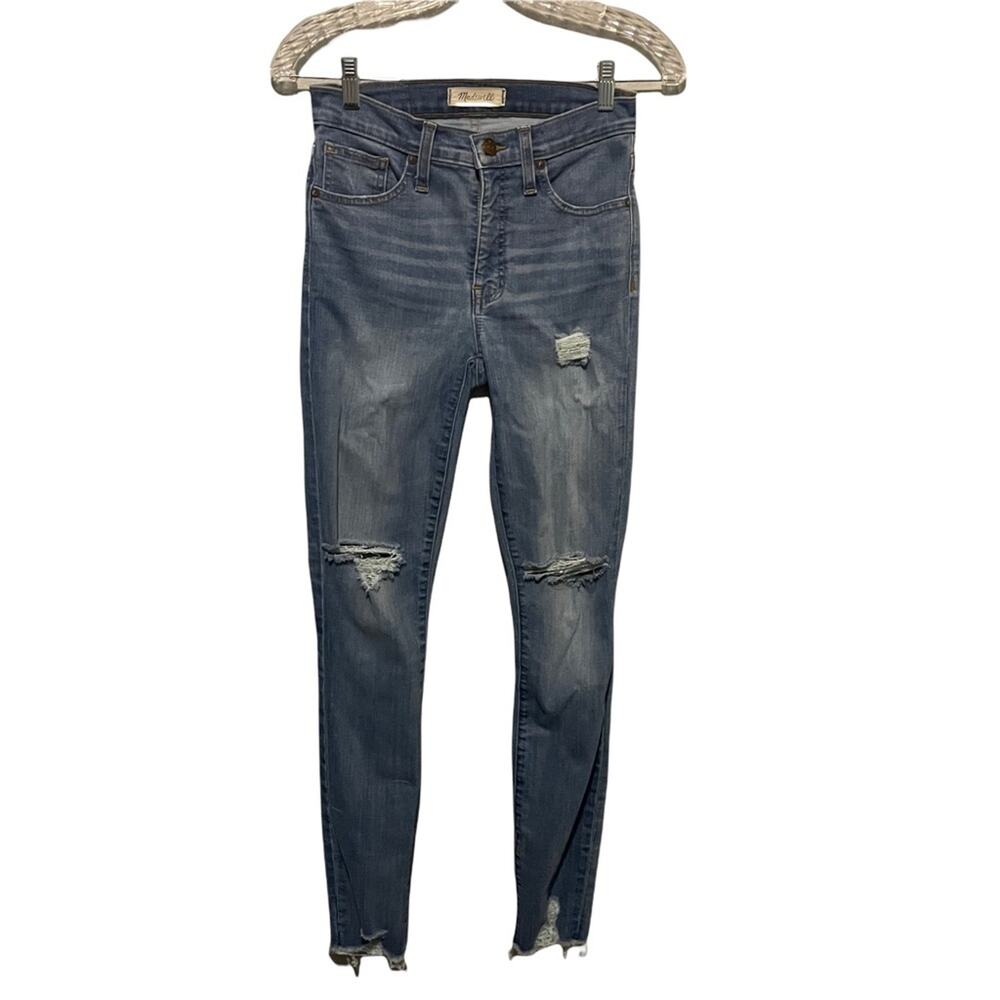 Madewell 9" High Rise Skinny Jeans Super Distressed Raw Hem Size 25T